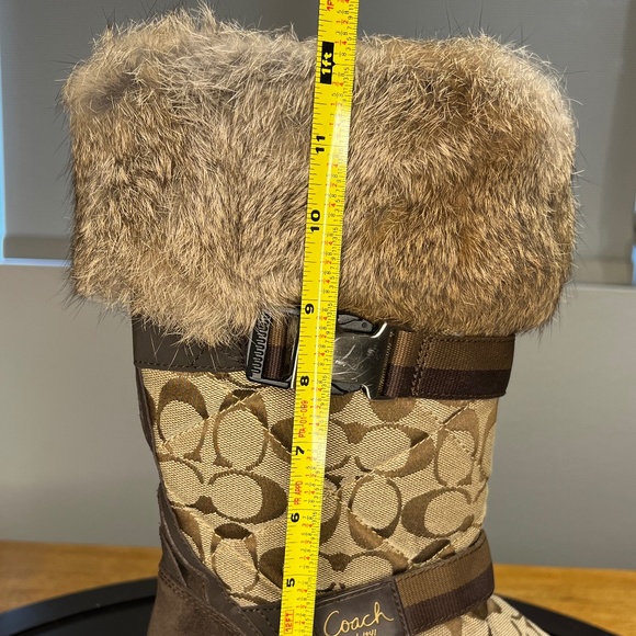 Coach Mariette Logo Winter Snow Boots Rabbit Fur- perfect condition - size 7 1/2 - Picture 5 of 10